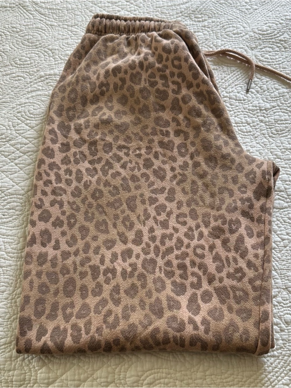 Pink leopard print sweatpants,